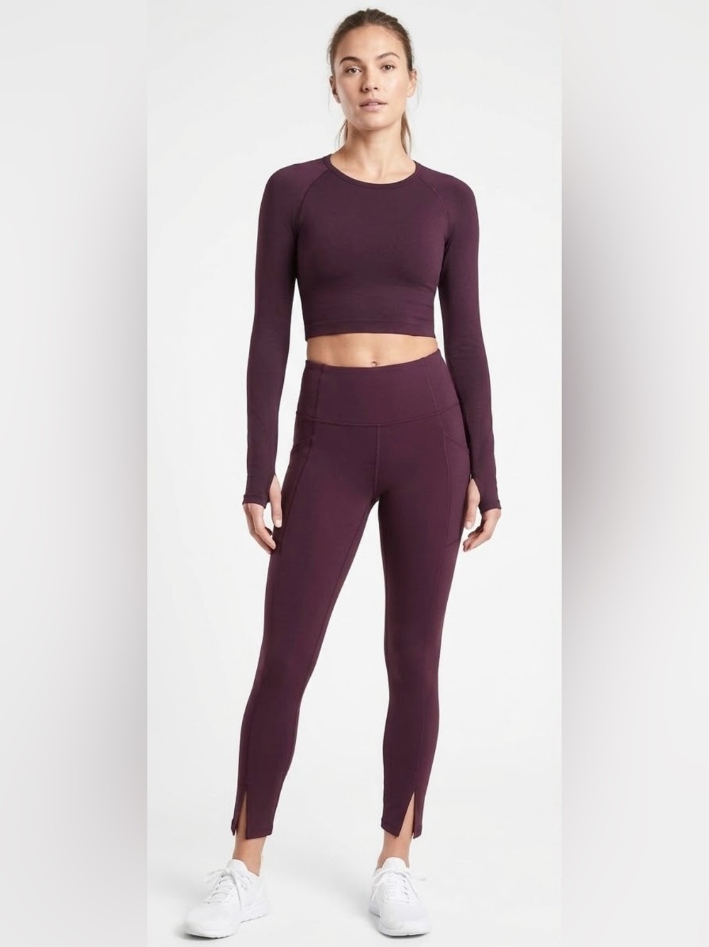Athleta $89 Mercer Tight High Rise Split Hem Leggings XXS Aubergine